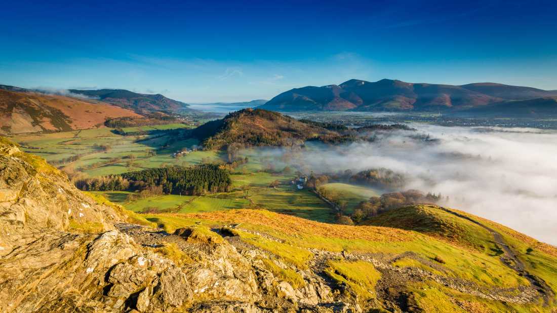 Views to Keswick, Skiddaw and Bassenthwaite Lake are seen straight over from Catbells, The Lake District, Cumbria, England | Michael Conrad